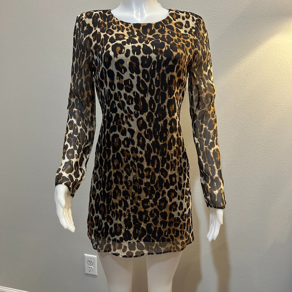 Lavender Brown Boutique Animal Print Long Sleeves Mini Dress